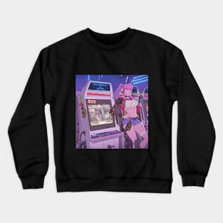 Anime cyberpunk arcade girl Crewneck Sweatshirt